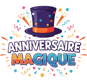 Picto Anniversaire Magique Mag4play montrant une fête d’anniversaire créative avec constructions magnétiques Geomag, ambiance féerique et enfants de 4 à 12 ans à Lyon.
