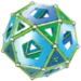 Construction en Geomag en forme de sphère réalisée avec des barrettes magnétiques, des sphères métalliques et des panels colorés lors d’un atelier Mag4play à Lyon, dans le Rhône, en Rhône-Alpes et en Suisse romande.
