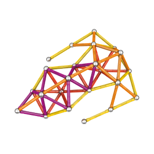 Navette spatiale construite avec des barrettes magnétiques, des sphères en acier et des panneaux colorés Geomag (collection NASA) lors d’un atelier Mag4play à Lyon, dans le Rhône, en Rhône-Alpes et en Suisse romande.