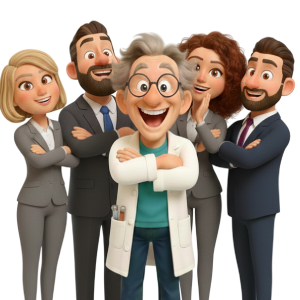 Prof Mag anime un atelier team building Mag4play à Lyon, entouré d’adultes qui construisent ensemble des structures magnétiques Geomag pour renforcer la cohésion d’équipe.